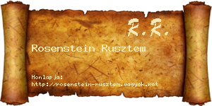 Rosenstein Rusztem névjegykártya